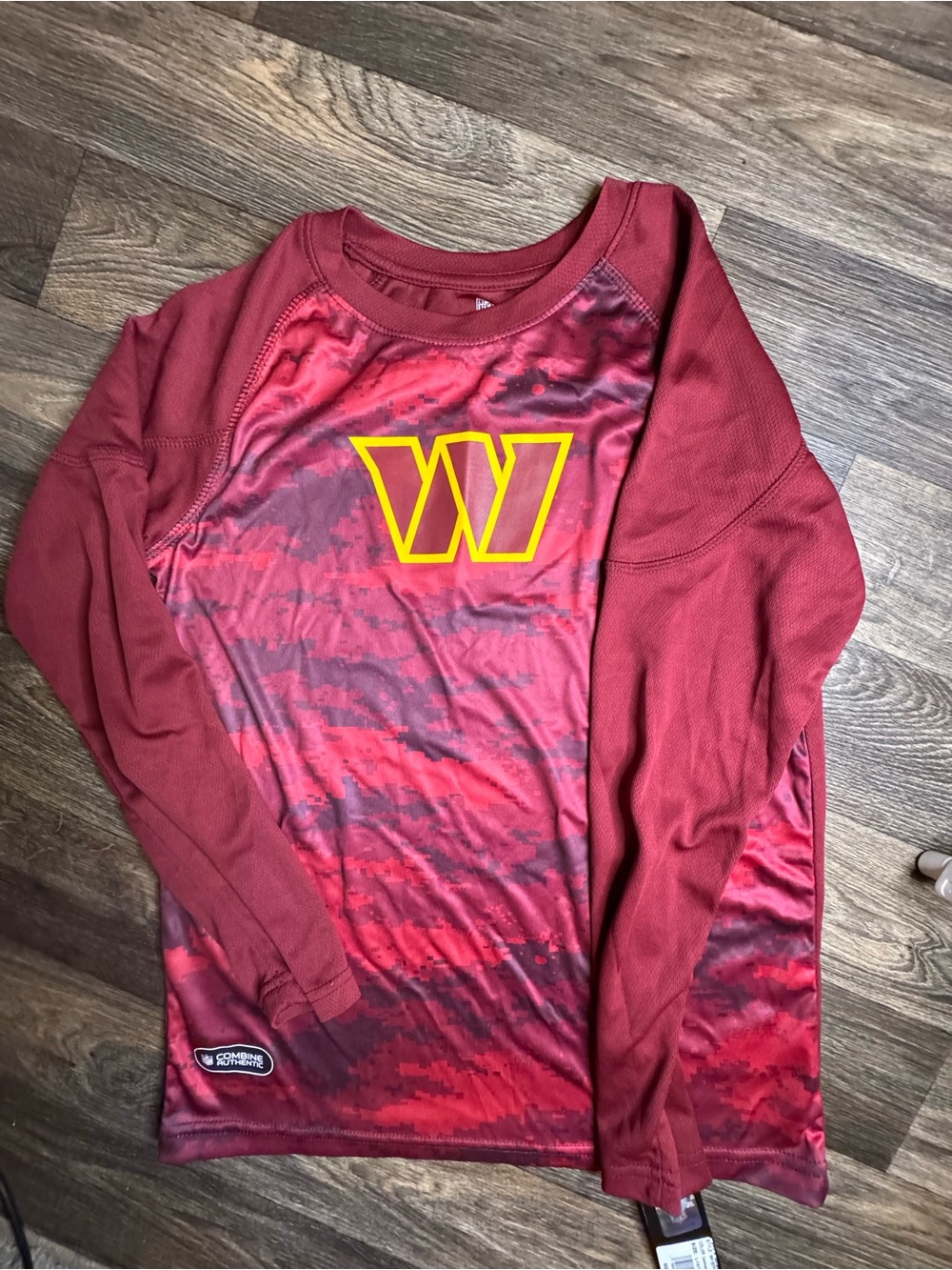 NFL Boys Red Long-Sleeve Performance Shirt with Yellow W Logo